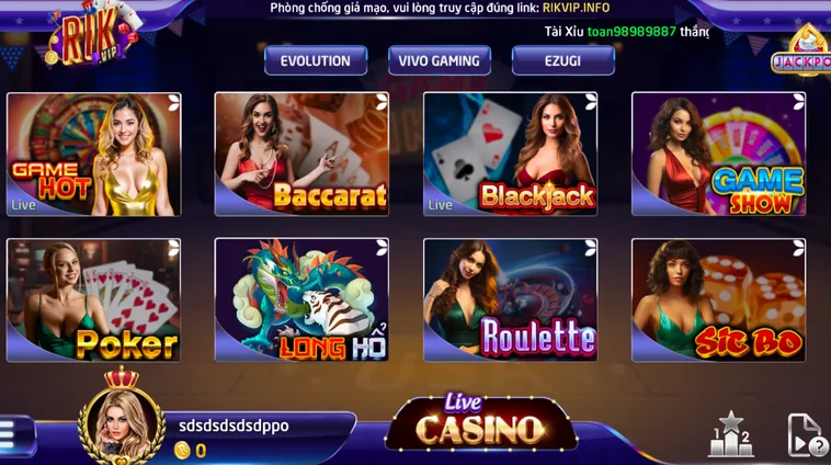 Đa Dạng Trò Chơi Hấp Dẫn Tại Sảnh LiveStream Casino RikVip Đỉnh Cao Với Dealer Xinh Đẹp
