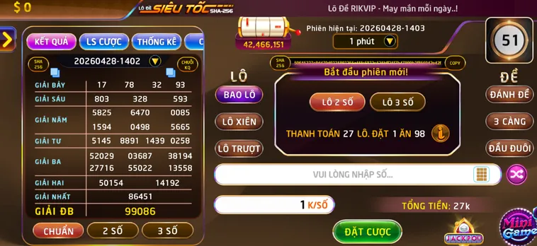 Trải Nghiệm Lô Đề Siêu Tốc Tại RikVip Với Cơ Hội Nhận Thưởng Cực Lớn